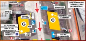 Mapa do Sambódromo neste Carnaval.